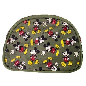 Walt‎ Disney Mickey Mouse Makeup Bag/Cosmetic Pouch Vinyl W/Zipper Olive Green